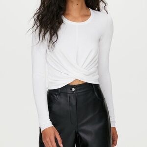 Wilfred White Twist-Front Long Sleeve Tee